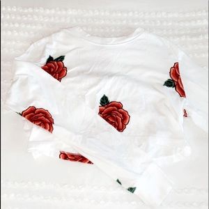 long sleeve, with roses crop top